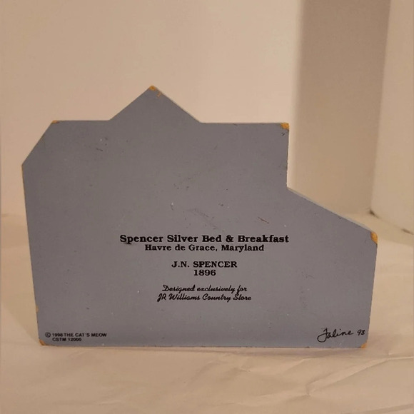 Vintage 1998 The Cat's Meow Spencer Silver Bed & Breakfast Shelf Sitter - Picture 3 of 7